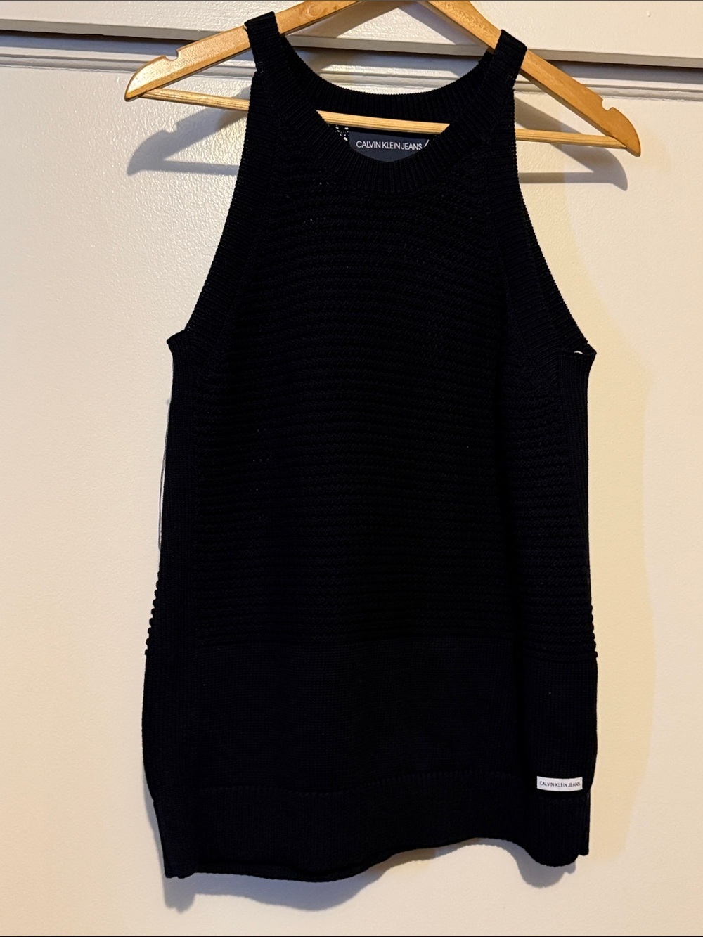 Calvin Klein Black Ribbed Knit Sleeveless Tank Sweater